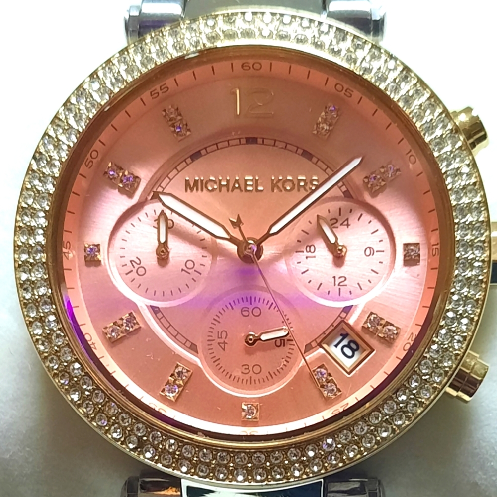 Michael Kors Women's Parker Watch - Pink Chronograph Dial- MK - 6140